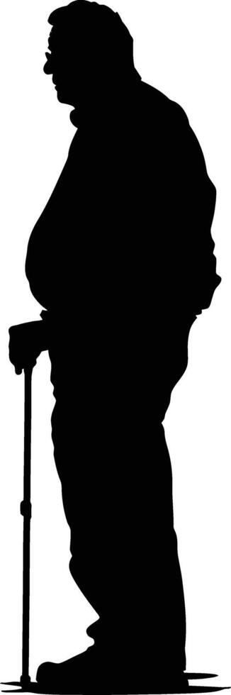 AI generated Silhouette the elderly man black color only full vector