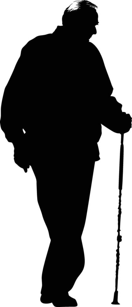 AI generated Silhouette the elderly man black color only full vector