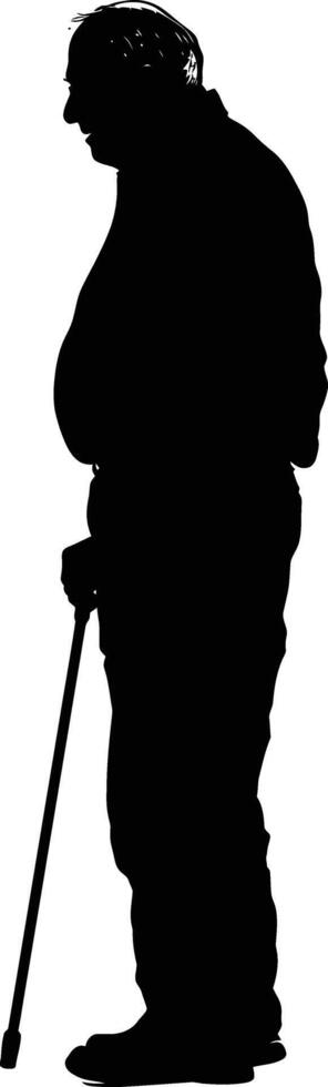 AI generated Silhouette the elderly man black color only full vector