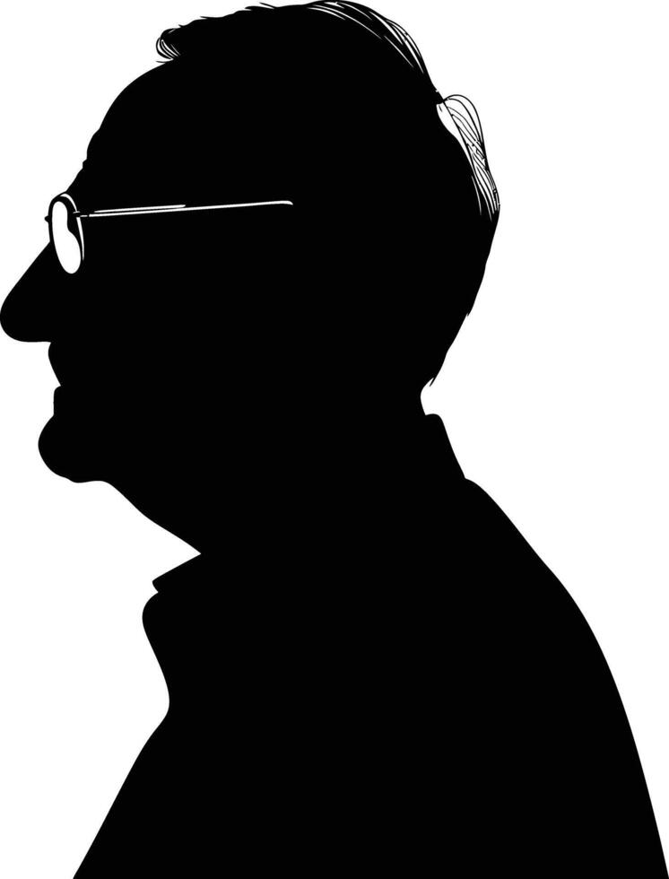 AI generated Silhouette the elderly man black color only full vector