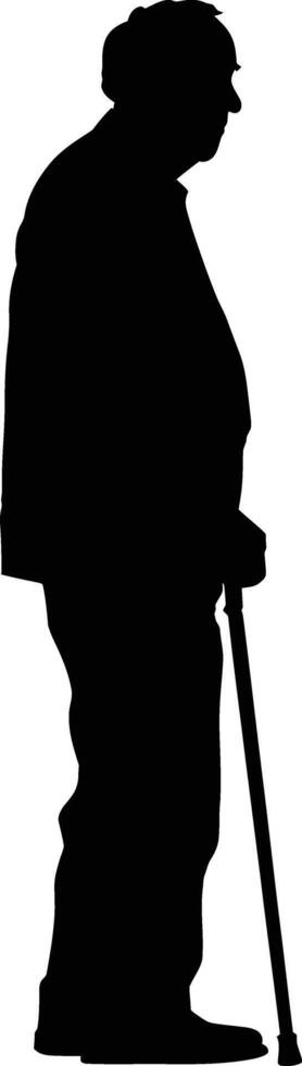 AI generated Silhouette the elderly man black color only full vector