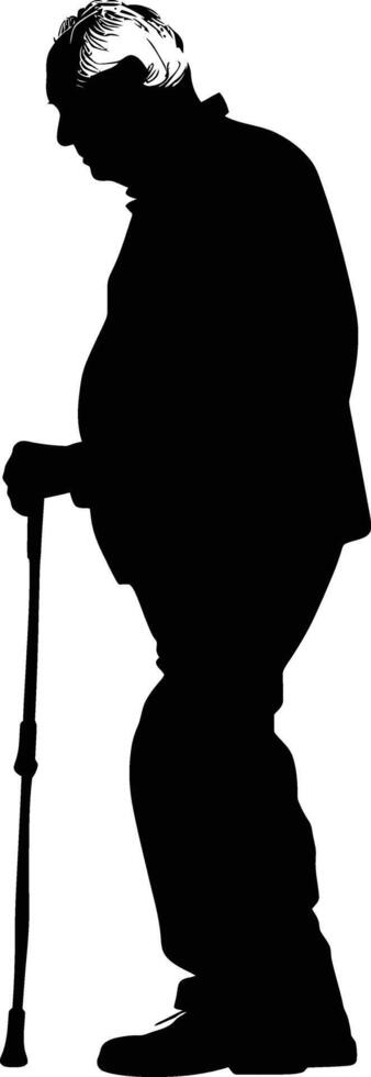 AI generated Silhouette the elderly man black color only full vector