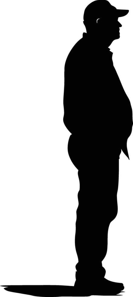 AI generated Silhouette the elderly man full body black color only vector