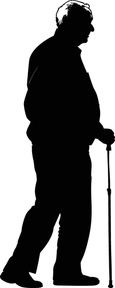 AI generated Silhouette the elderly man black color only full vector