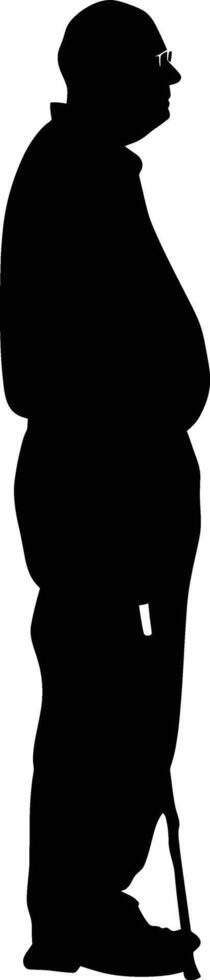 AI generated Silhouette the elderly man full body black color only vector