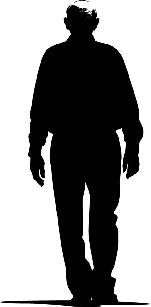 AI generated Silhouette the elderly man full body black color only vector