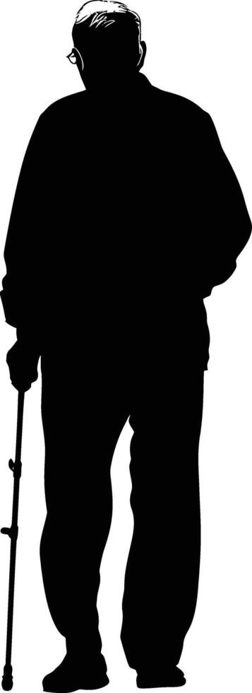 AI generated Silhouette the elderly man full body black color only vector