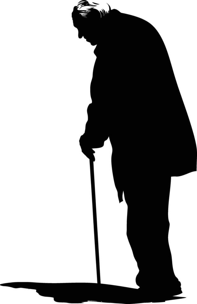 AI generated Silhouette the elderly man full body black color only vector