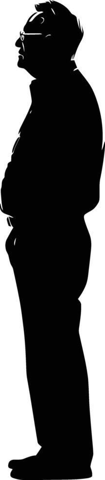 AI generated Silhouette the elderly man full body black color only vector