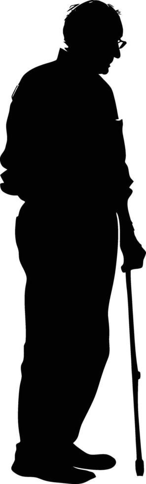 AI generated Silhouette the elderly man black color only full vector