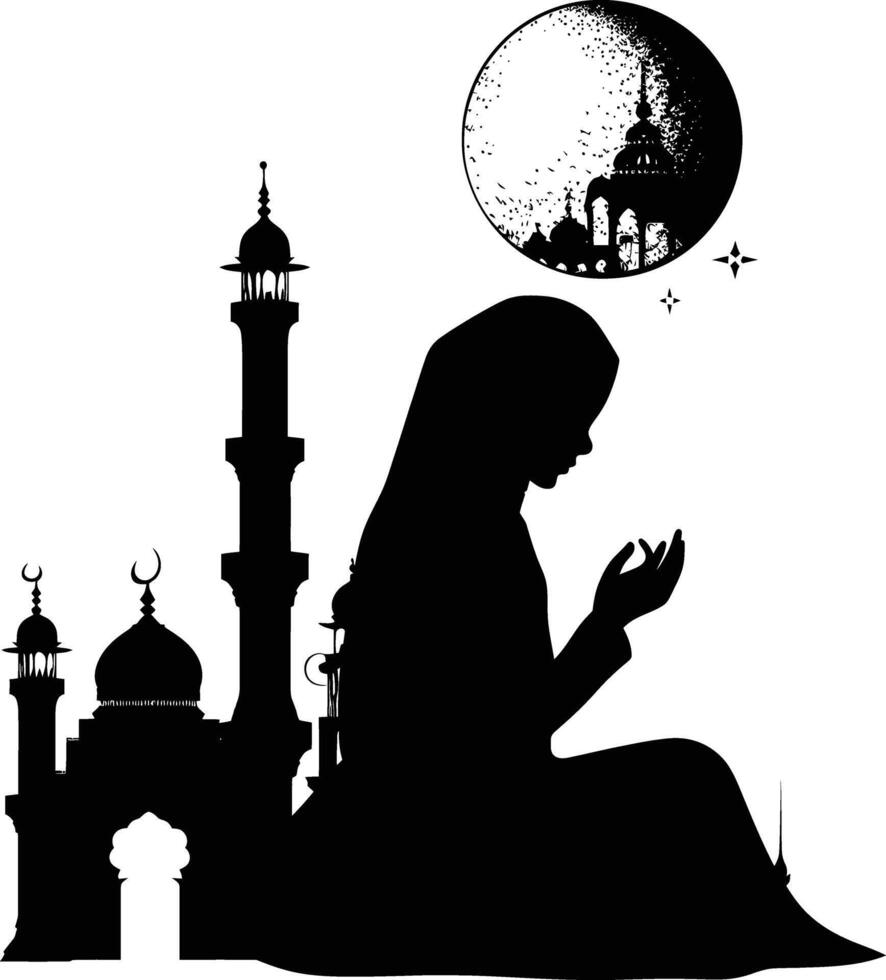 AI generated Silhouette blessing ramadan vibes ramadan kareem islamic greeting card vector