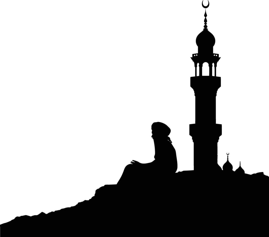 AI generated Silhouette blessing ramadan vibes ramadan kareem islamic greeting card vector