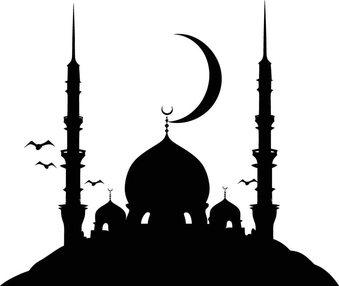 AI generated Silhouette blessing ramadan vibes ramadan kareem islamic greeting card vector