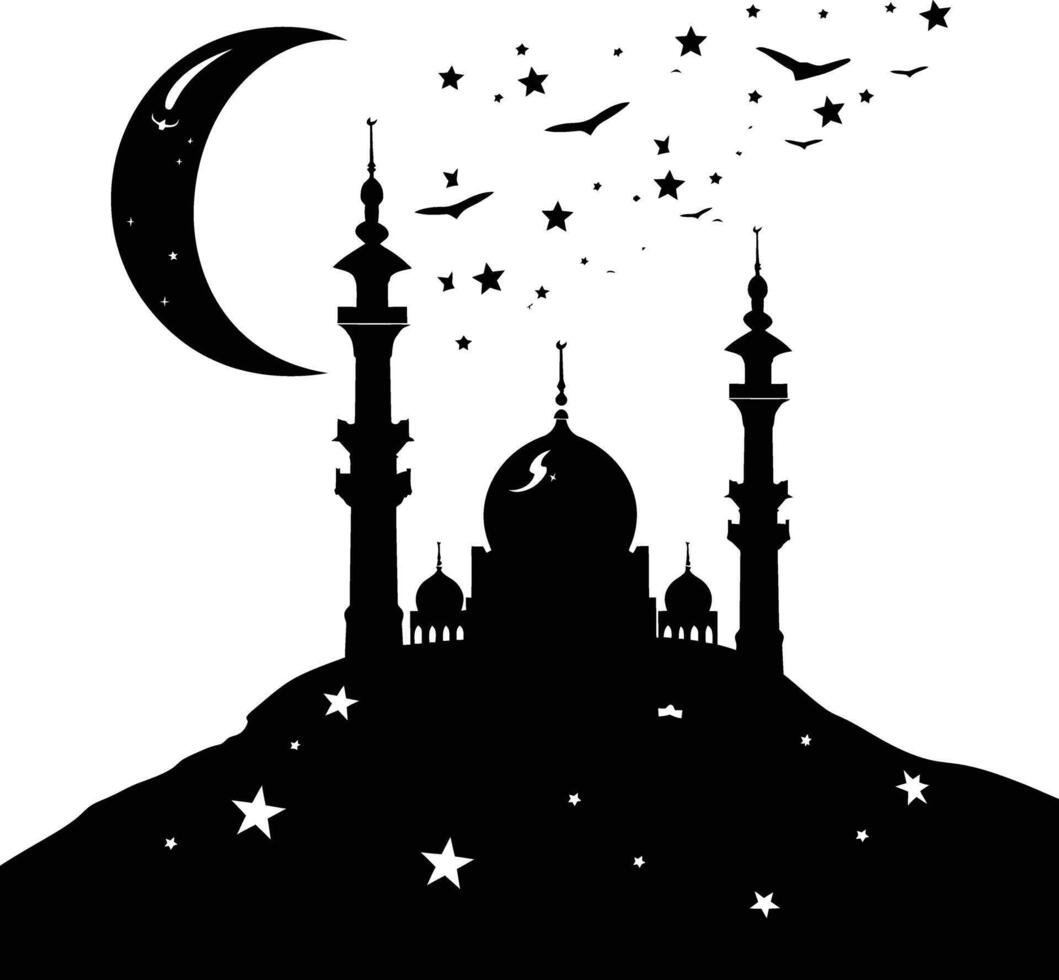 AI generated Silhouette blessing ramadan vibes ramadan kareem islamic greeting card vector