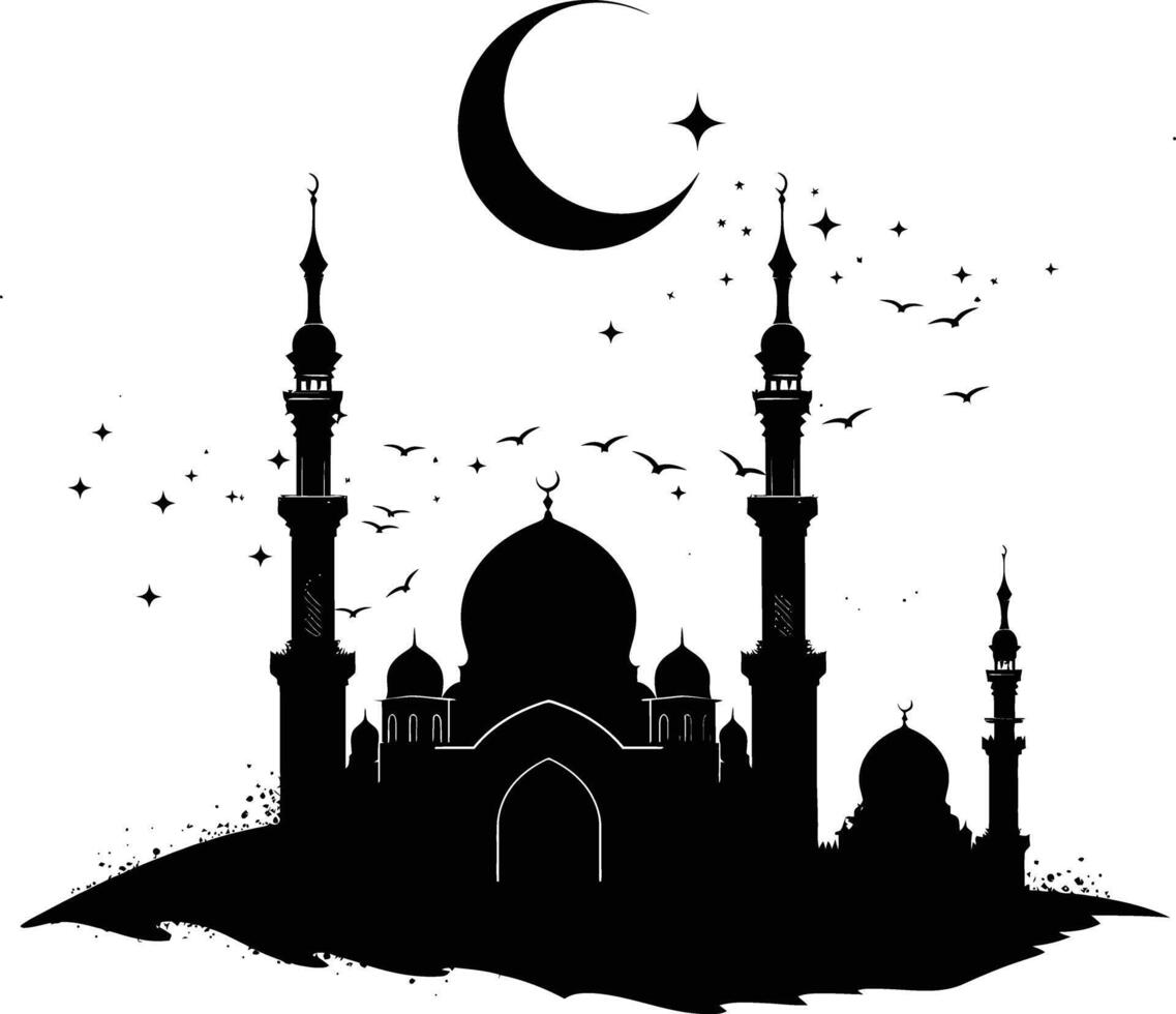 AI generated Silhouette blessing ramadan vibes ramadan kareem islamic greeting card vector