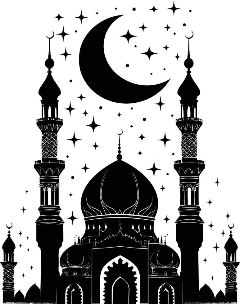 AI generated Silhouette blessing ramadan vibes ramadan kareem islamic greeting card vector