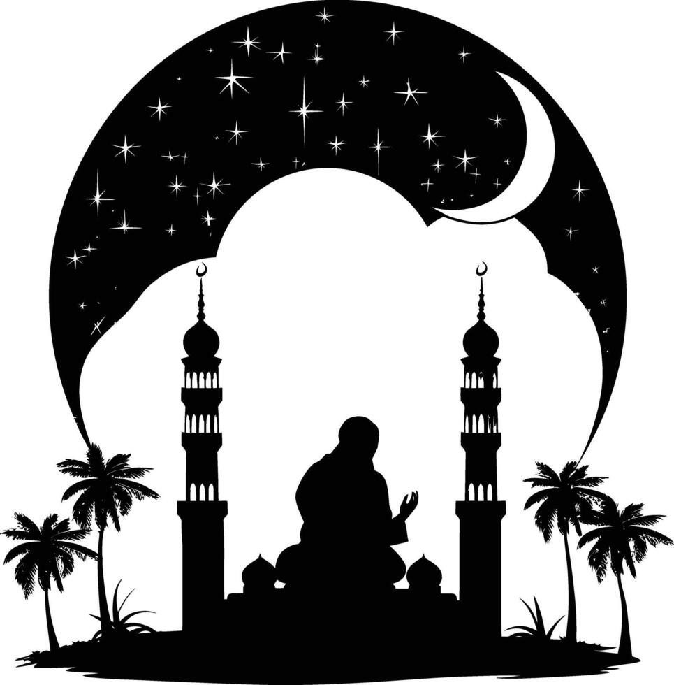 AI generated Silhouette blessing ramadan vibes ramadan kareem islamic greeting card vector