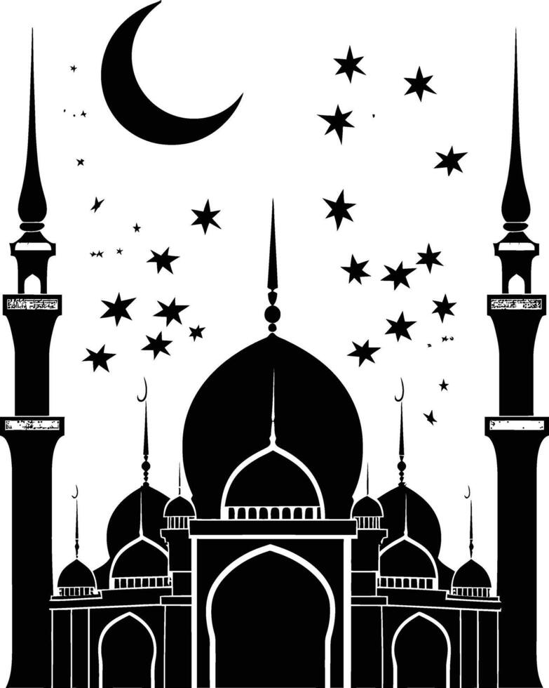 AI generated Silhouette blessing ramadan vibes ramadan kareem islamic greeting card vector