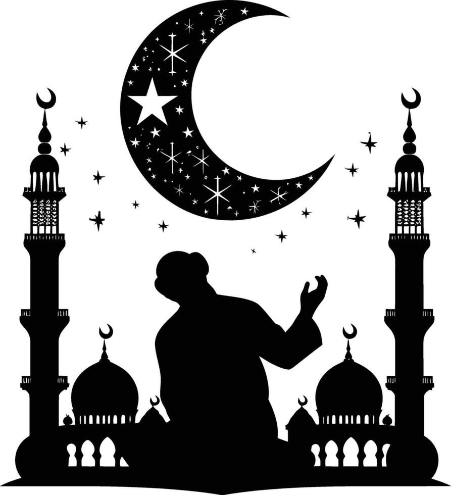 AI generated Silhouette blessing ramadan vibes ramadan kareem islamic greeting card vector