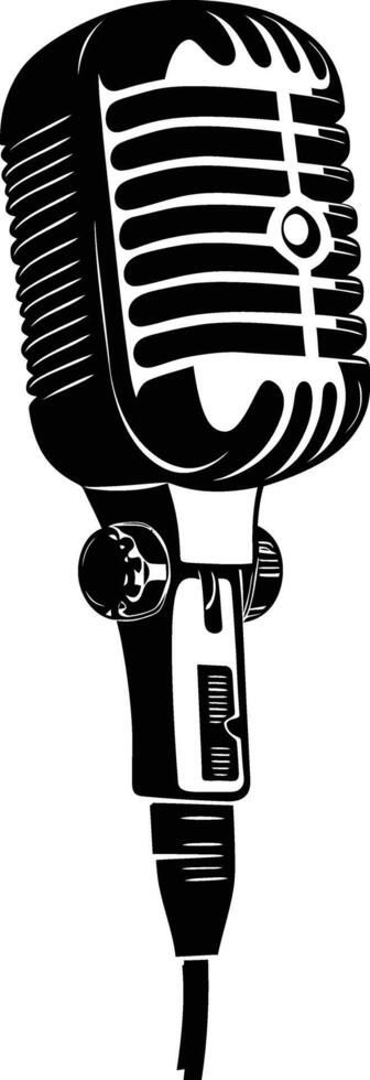 AI generated Silhouette microphone black color only full vector