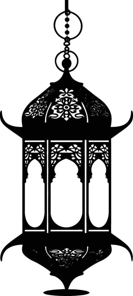 AI generated Silhouette blessing ramadan vibes lantern black color only vector