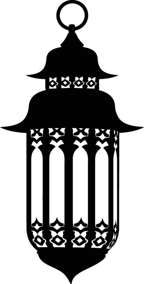 AI generated Silhouette blessing ramadan vibes lantern black color only vector