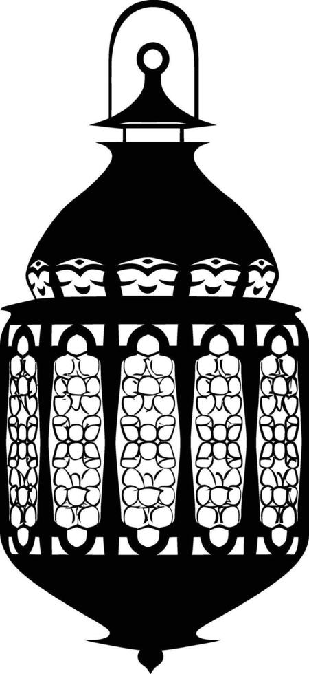 AI generated Silhouette blessing ramadan vibes lantern black color only vector