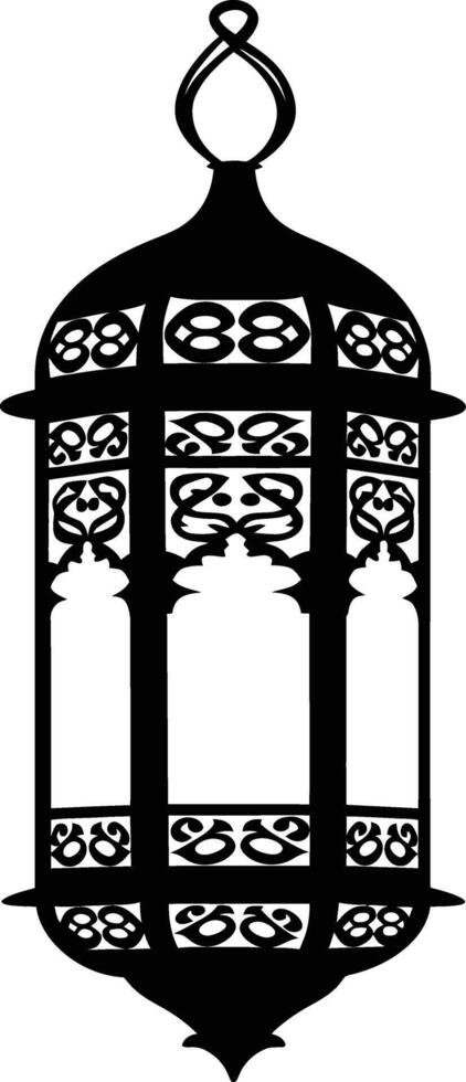 AI generated Silhouette blessing ramadan vibes lantern black color only vector