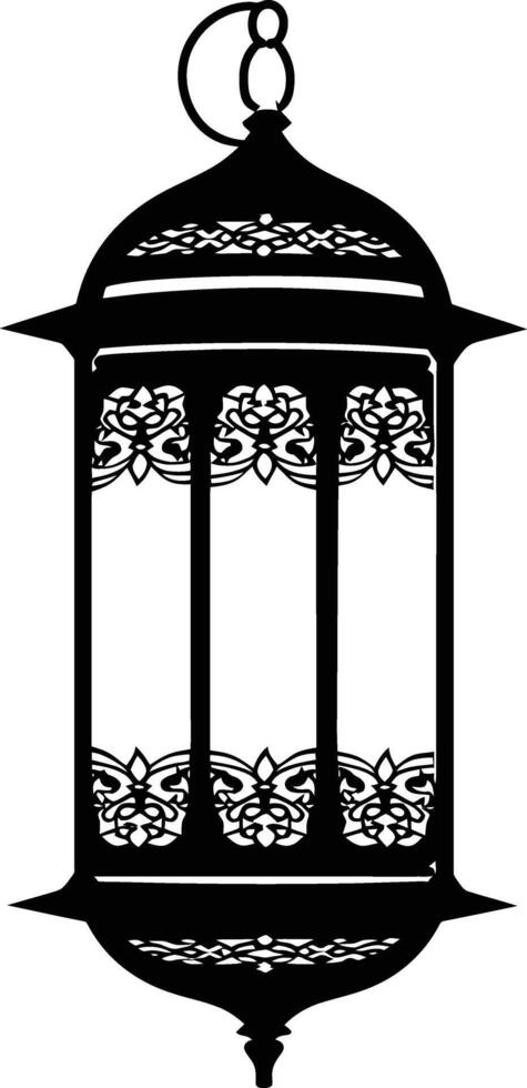 AI generated Silhouette blessing ramadan vibes lantern black color only vector