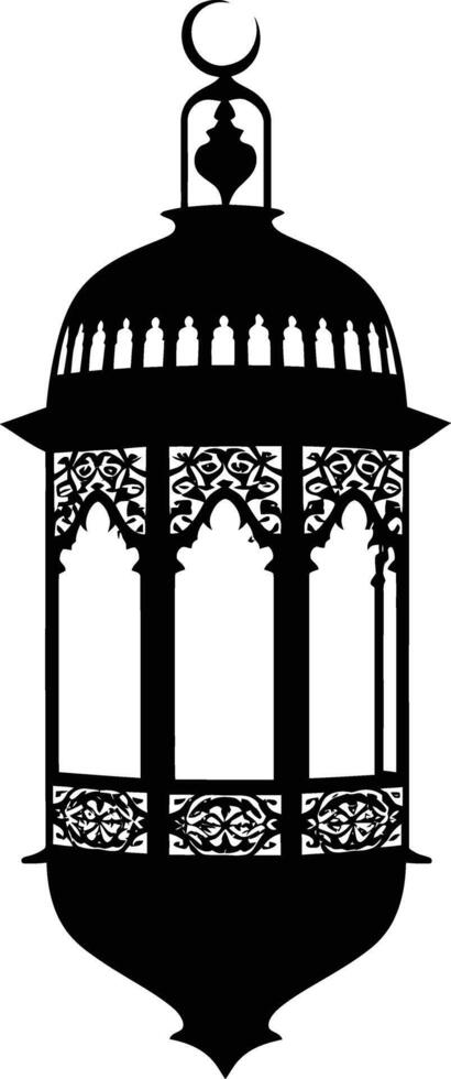 AI generated Silhouette blessing ramadan vibes lantern black color only vector