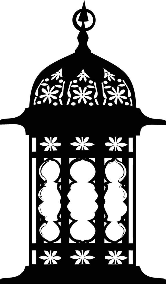 AI generated Silhouette blessing ramadan vibes lantern black color only vector
