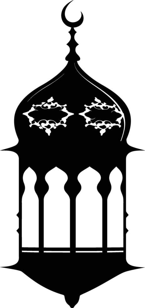 AI generated Silhouette blessing ramadan vibes lantern black color only vector