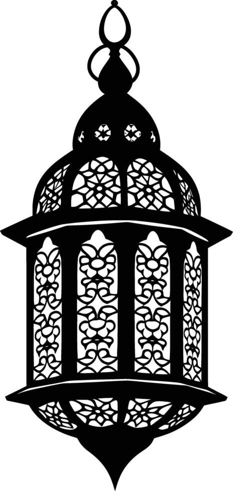 AI generated Silhouette blessing ramadan vibes lantern black color only vector