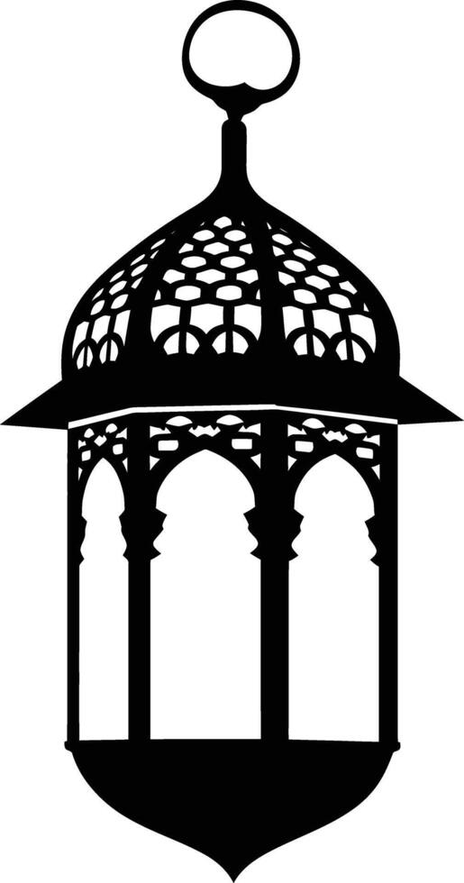 AI generated Silhouette blessing ramadan vibes lantern black color only vector