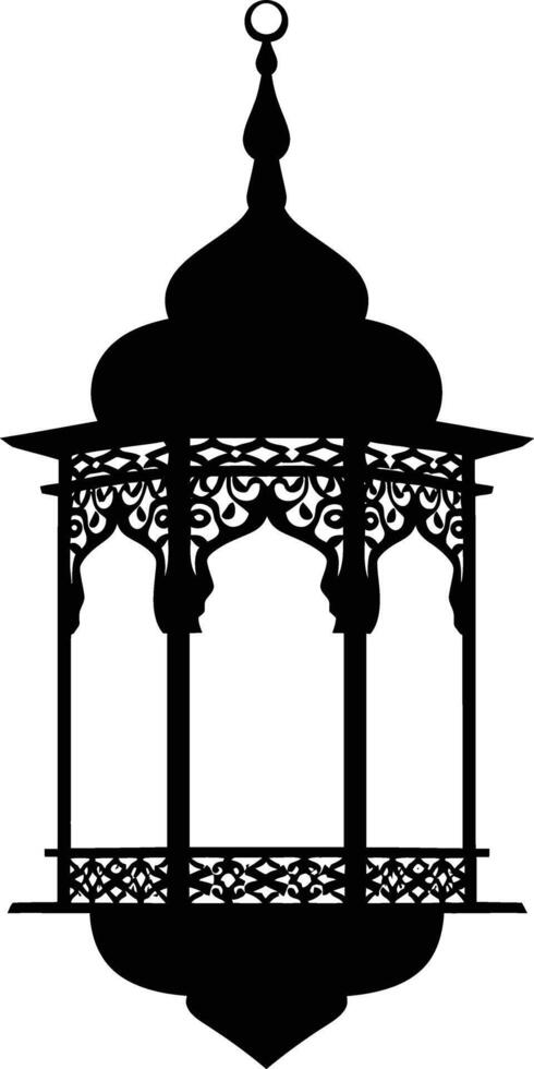 AI generated Silhouette blessing ramadan vibes lantern black color only vector