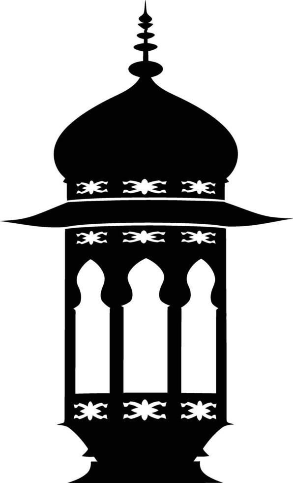 AI generated Silhouette blessing ramadan vibes lantern black color only vector