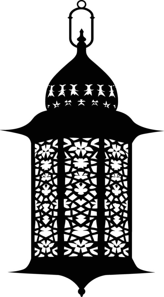 AI generated Silhouette blessing ramadan vibes lantern black color only vector