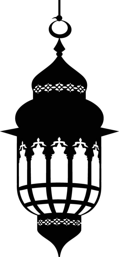 AI generated Silhouette blessing ramadan vibes lantern black color only vector