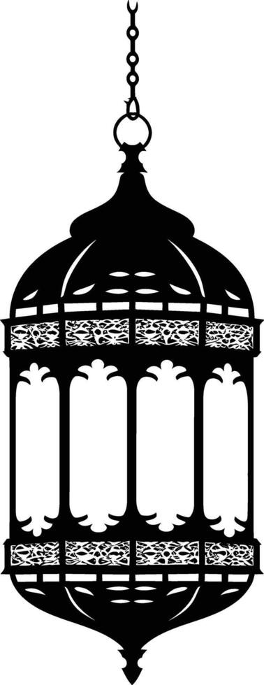 AI generated Silhouette blessing ramadan vibes lantern black color only vector