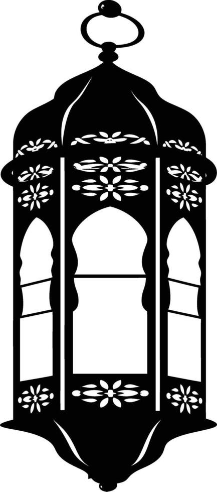 AI generated Silhouette blessing ramadan vibes lantern black color only vector