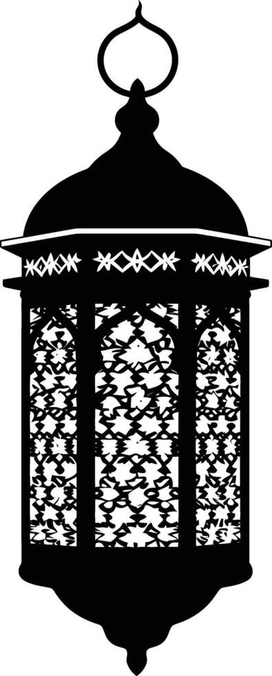 AI generated Silhouette blessing ramadan vibes lantern black color only vector