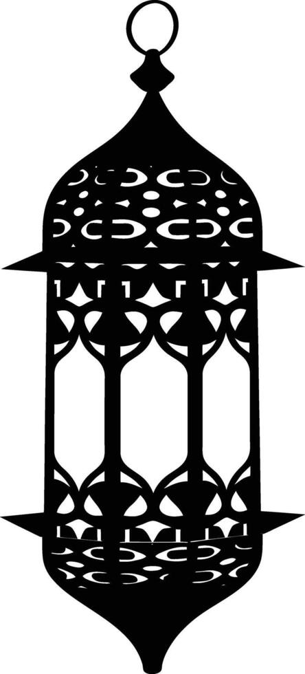 AI generated Silhouette blessing ramadan vibes lantern black color only vector