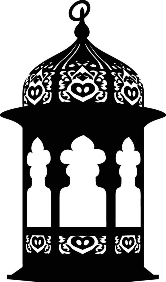 AI generated Silhouette blessing ramadan vibes lantern black color only vector