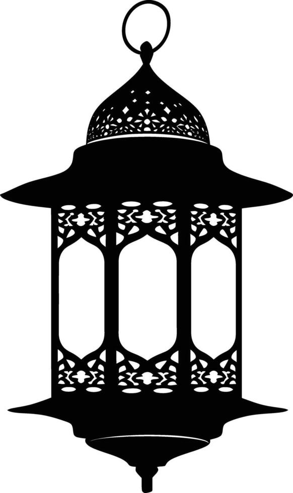 AI generated Silhouette blessing ramadan vibes lantern black color only vector