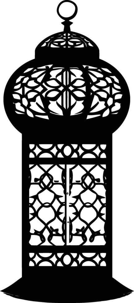 AI generated Silhouette blessing ramadan vibes lantern black color only vector