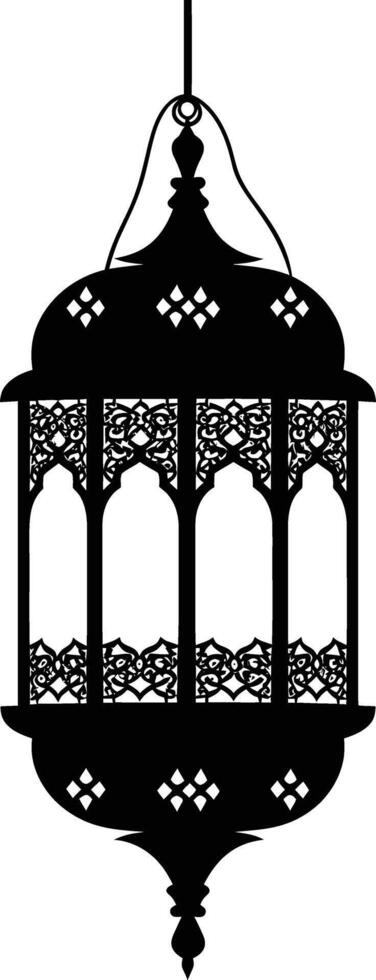 AI generated Silhouette blessing ramadan vibes lantern black color only vector