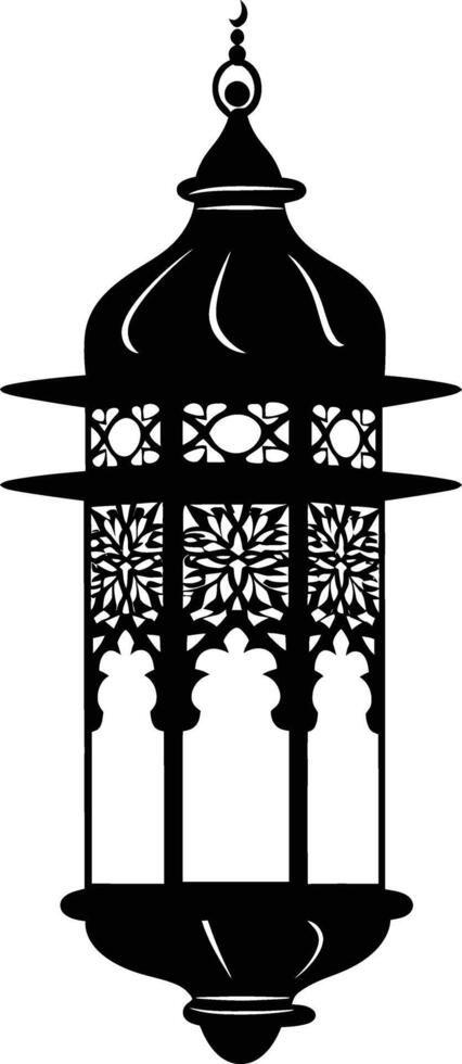 AI generated Silhouette blessing ramadan vibes lantern black color only vector