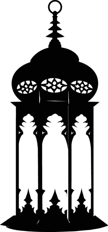 AI generated Silhouette blessing ramadan vibes lantern black color only vector