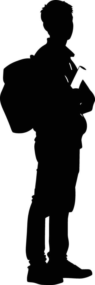 AI generated Silhouette the student black color only full body vector