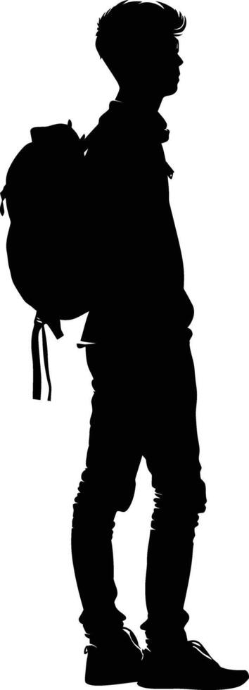 AI generated Silhouette the student black color only full body vector